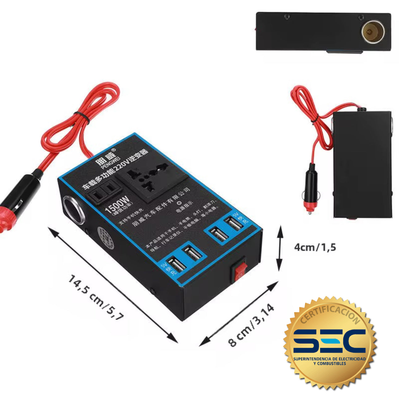VoltMax™ Inversor Voltaje Auto 1500w 12V a 220V