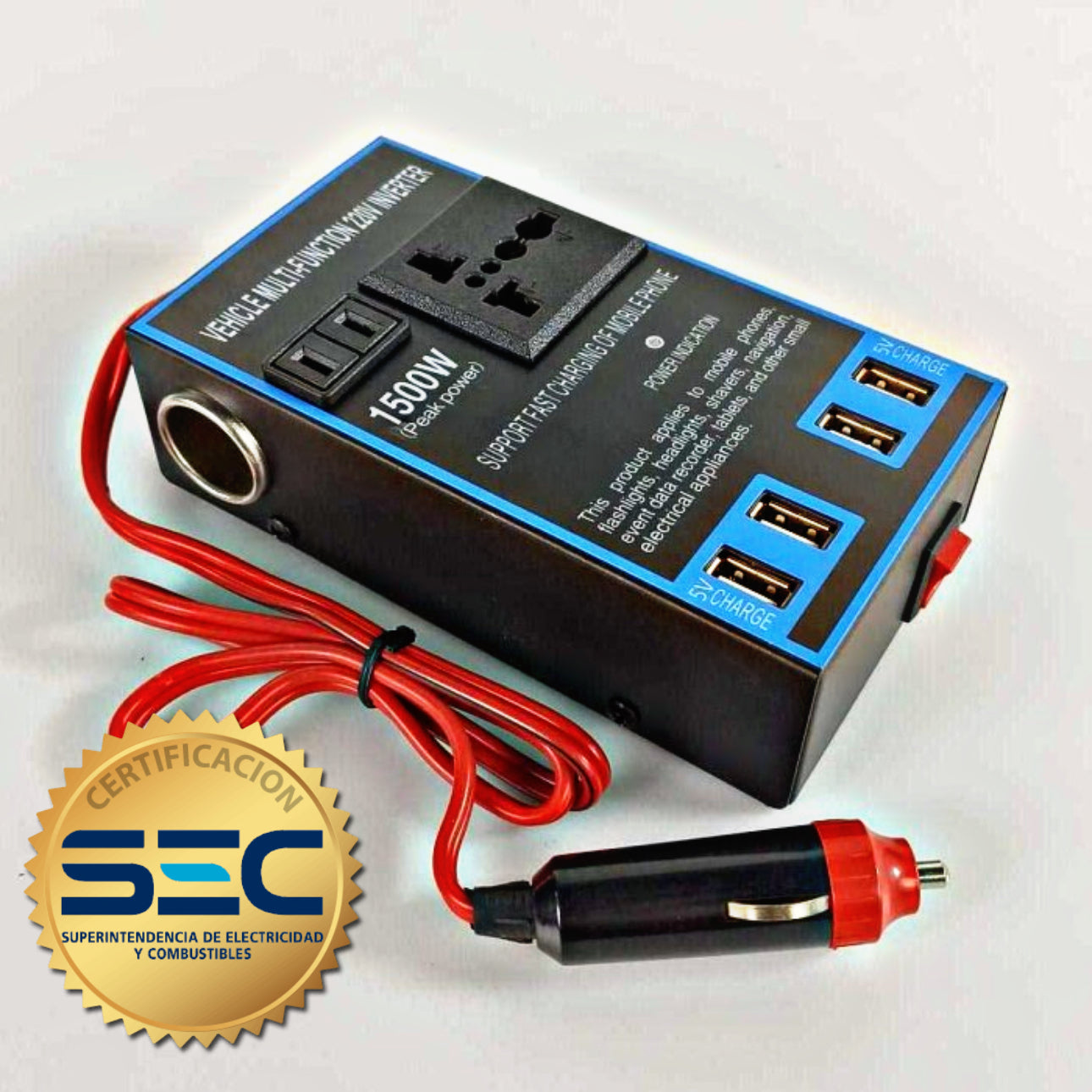 VoltMax™ Inversor Voltaje Auto 1500w 12V a 220V