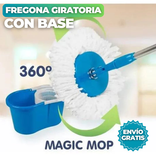 TRAPEADOR GIRATORIO CON CESTA METÁLICA Y BALDE EXPRIMIDOR