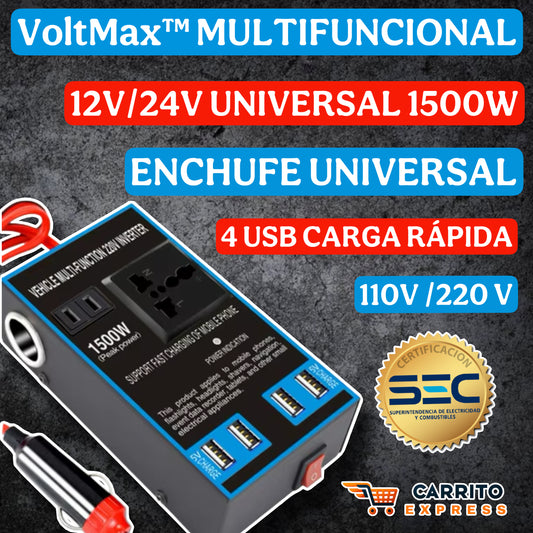 VoltMax™ Inversor Voltaje Auto 1500w 12V a 220V
